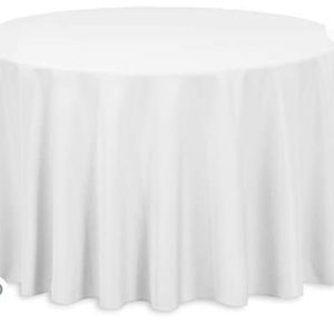 70” ROUND POLYESTER TABLECLOTH. EUC